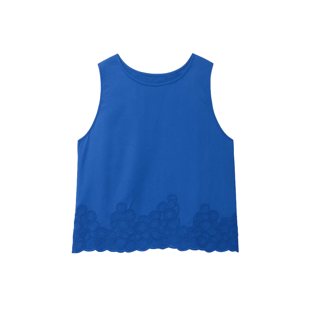 J. Crew Embroidered Royal Blue Sleeveless Blouse